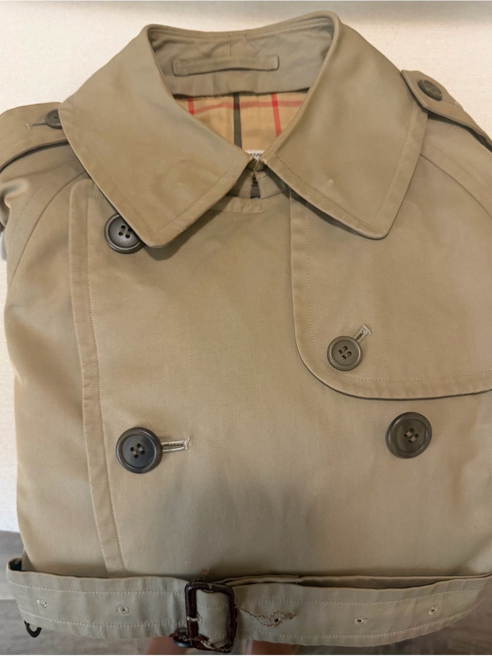 Vintage Burberry Khaki Tan Double-Breasted Trench Coat